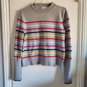 La Ligne x Target Gray colorful Striped Sweater crewneck Size S Preppy Academia